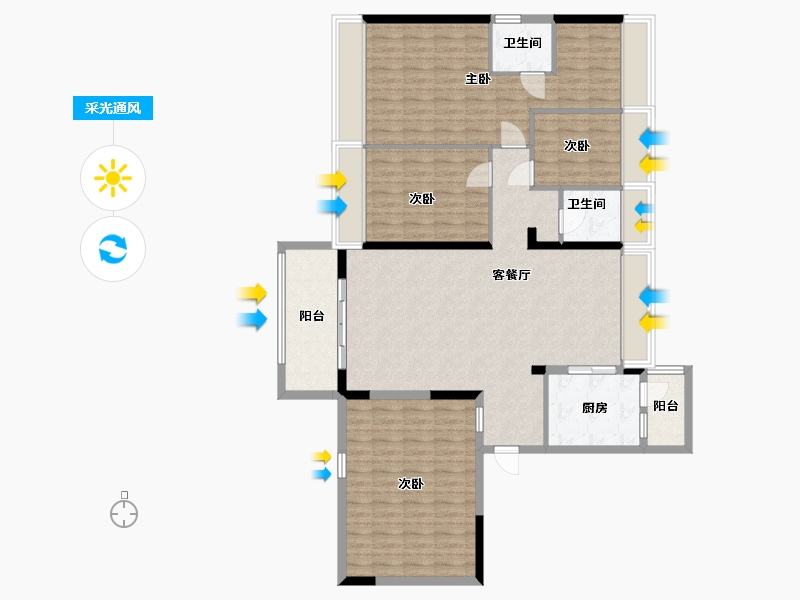 贵州省-贵阳市-碧桂园茶马古镇-133.02-户型库-采光通风