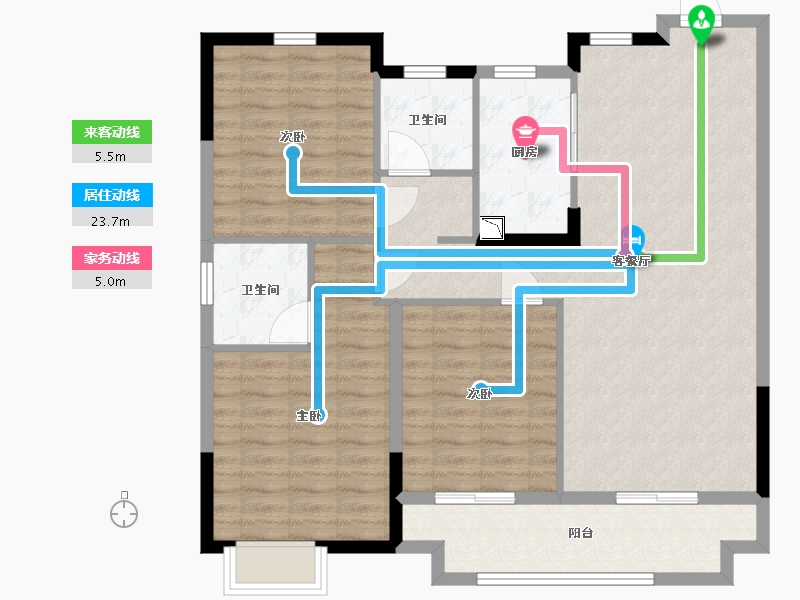 湖北省-武汉市-中粮光谷祥云-104.00-户型库-动静线