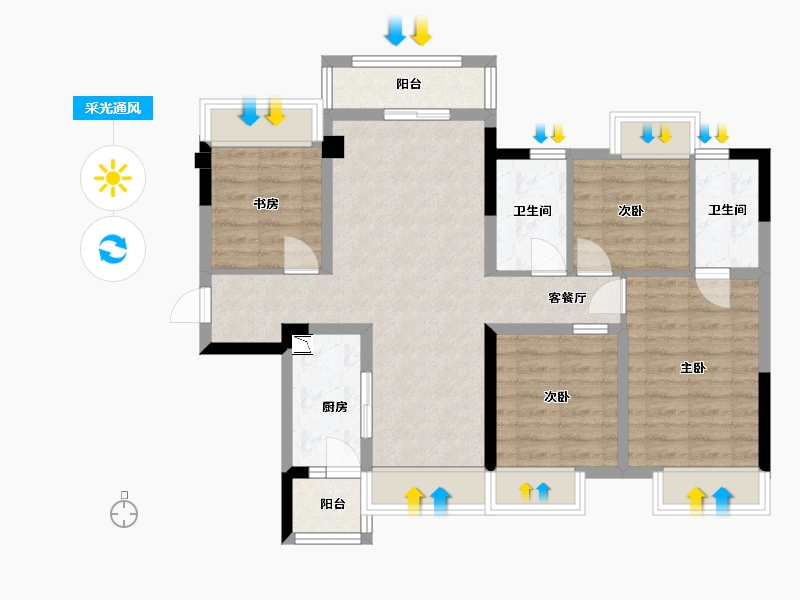 贵州省-贵阳市-蓝光雍锦湾-85.20-户型库-采光通风