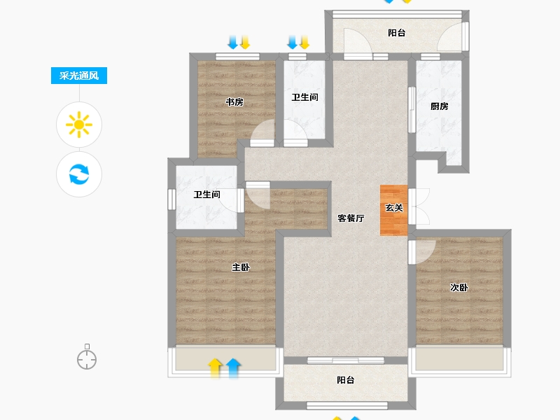 河北省-石家庄市-让山-90.67-户型库-采光通风