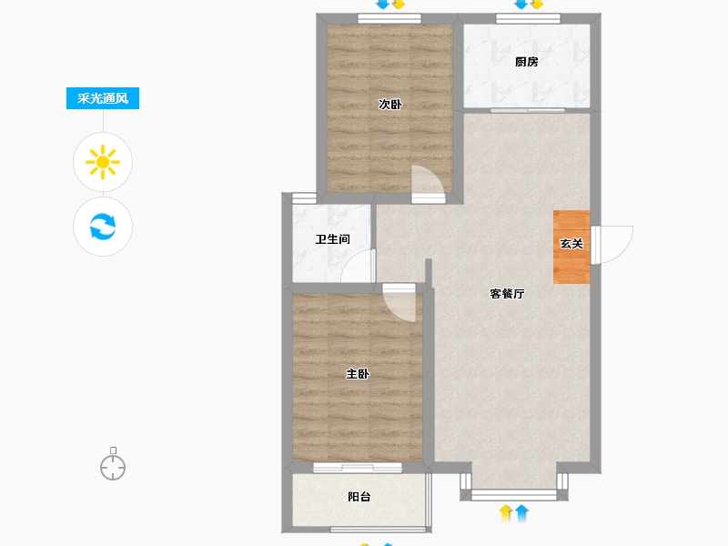 河北省-石家庄市-帝华御锦苑-70.62-户型库-采光通风