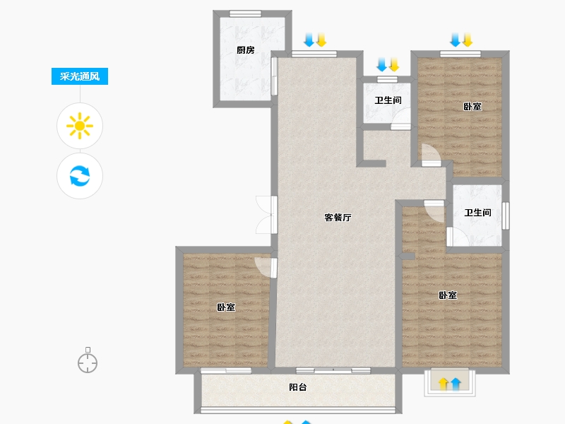 河北省-石家庄市-天功颂园-118.00-户型库-采光通风