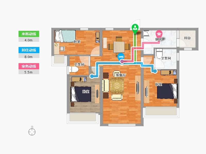 河北省-邯郸市-碧桂园·天誉-83.31-户型库-动静线