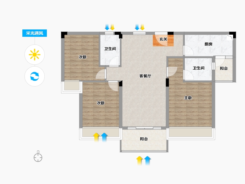 广西壮族自治区-桂林市-灵川碧桂园-93.99-户型库-采光通风