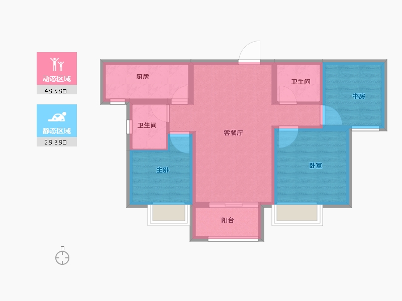 河北省-石家庄市-让山-67.70-户型库-动静分区