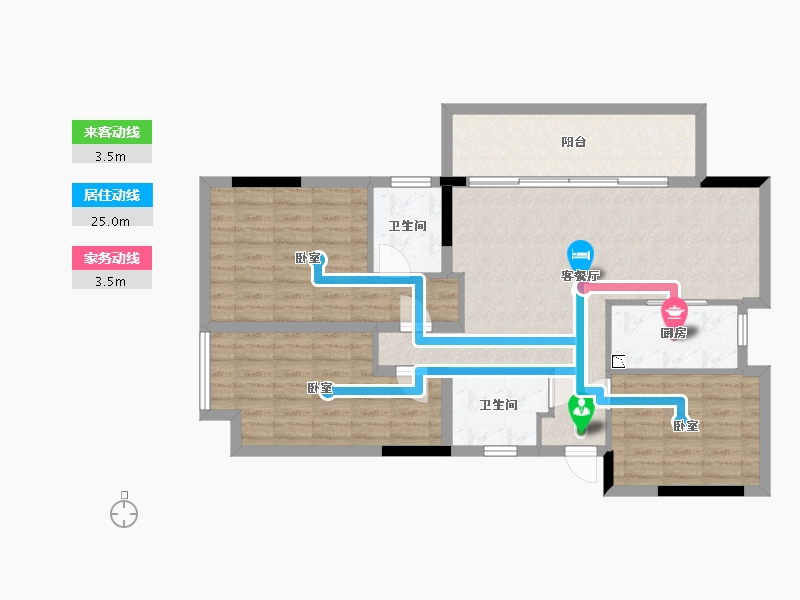 四川省-成都市-花样年大溪谷云缦-95.85-户型库-动静线