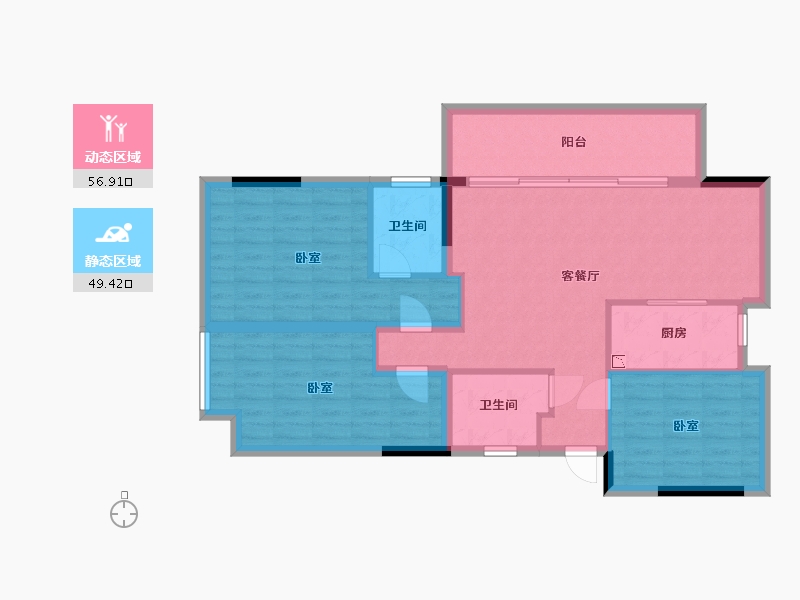 四川省-成都市-花样年大溪谷云缦-95.85-户型库-动静分区