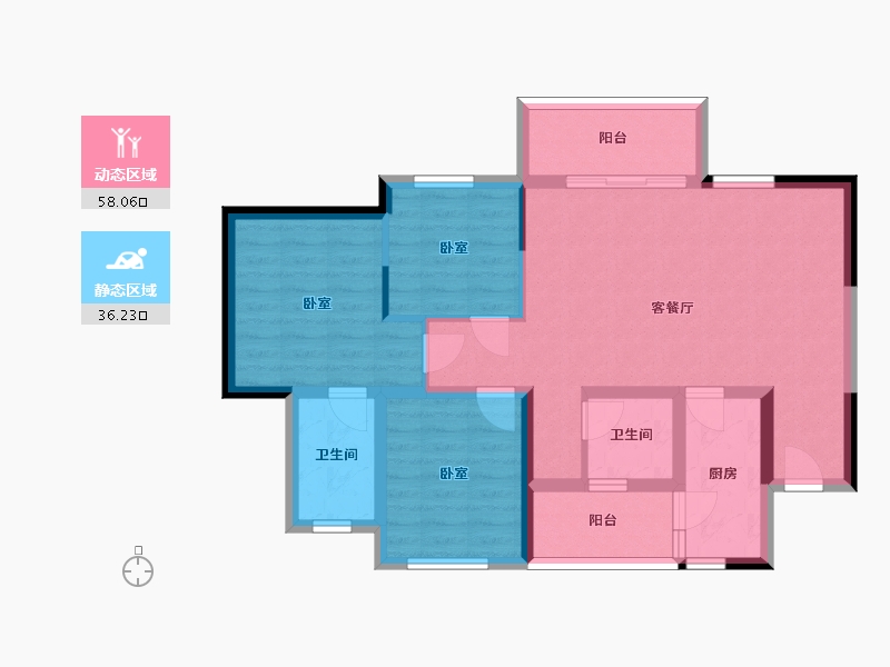 四川省-眉山市-融创南凌樾-83.47-户型库-动静分区