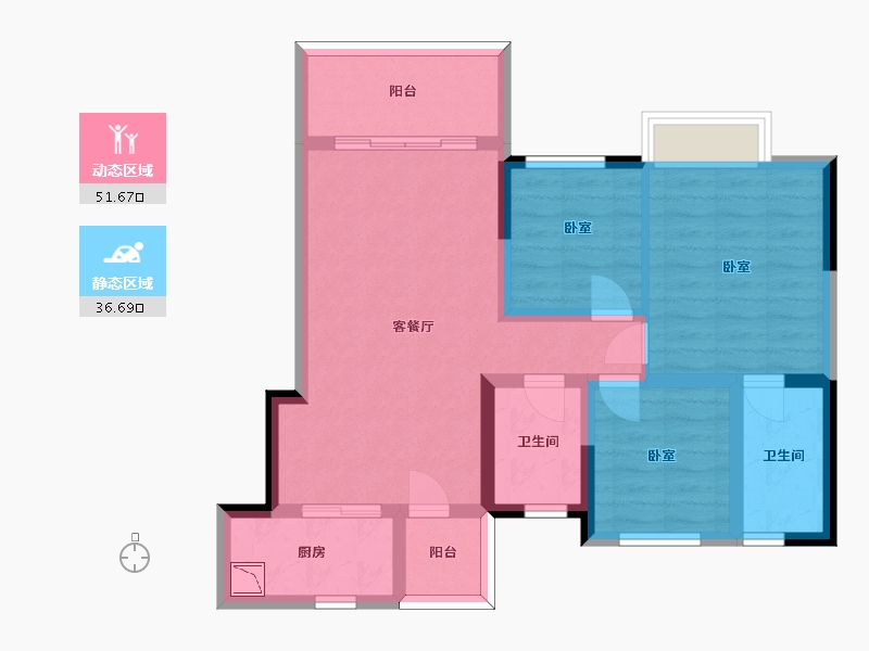 四川省-眉山市-融创南凌樾-77.35-户型库-动静分区