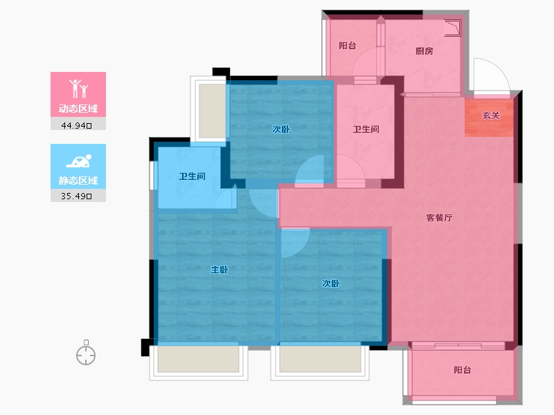 四川省-成都市-润扬观澜鹭岛-71.24-户型库-动静分区