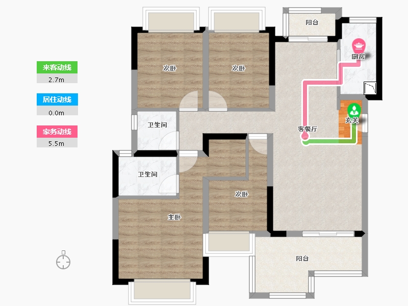 四川省-成都市-蓝光观岭·雍锦半岛-95.16-户型库-动静线