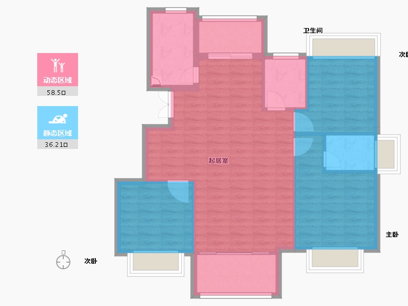 贵州省-遵义市-紫荆国际-85.99-户型库-动静分区