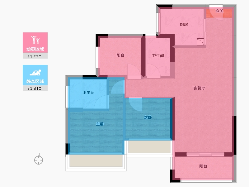 广西壮族自治区-柳州市-龙光玖珑府-64.52-户型库-动静分区