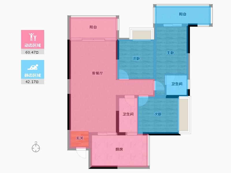 四川省-成都市-绿洲国际金座-91.43-户型库-动静分区