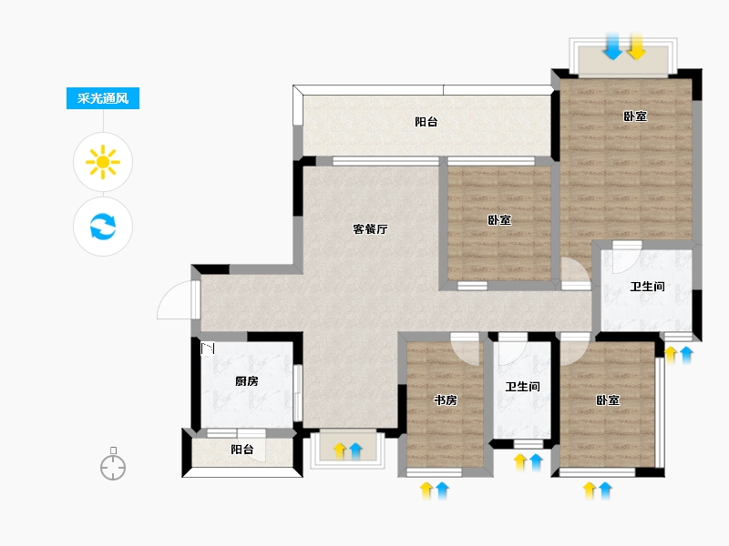 四川省-成都市-融创九天一城-104.10-户型库-采光通风