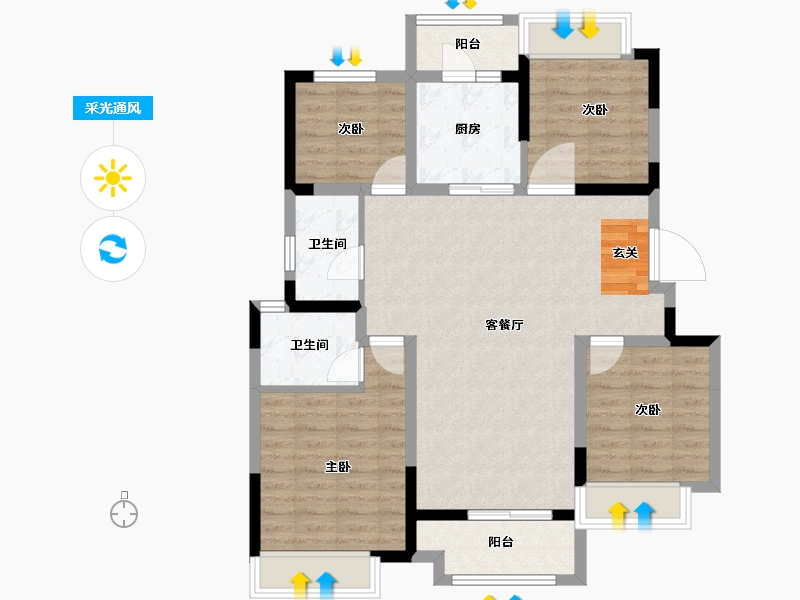 四川省-成都市-领地天府蘭台-94.96-户型库-采光通风