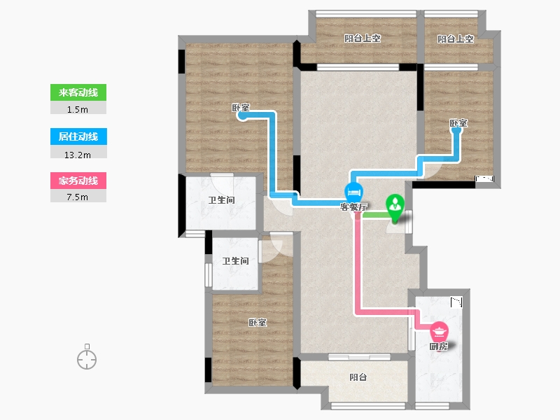 四川省-成都市-花样年大溪谷云缦-102.63-户型库-动静线