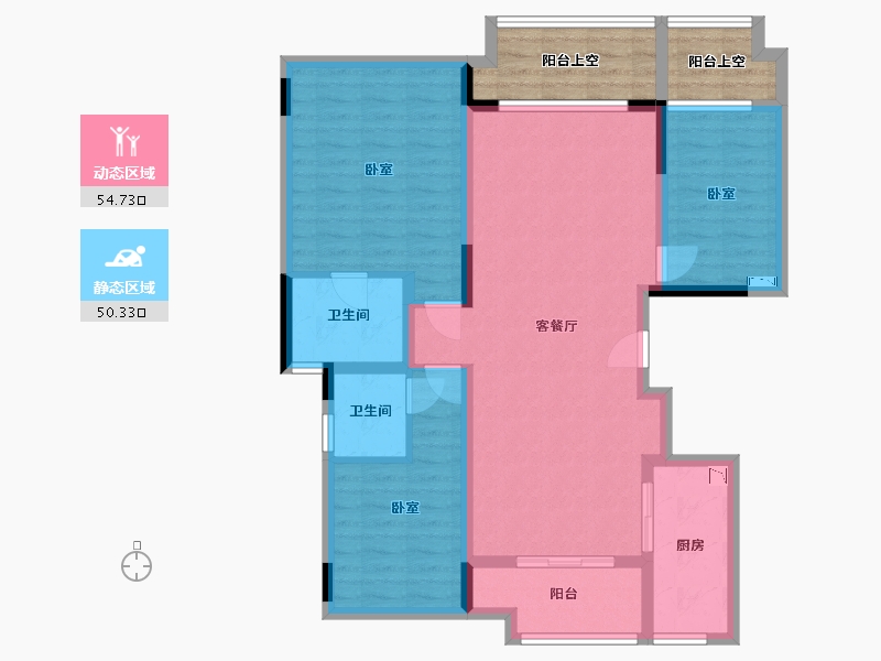 四川省-成都市-花样年大溪谷云缦-102.63-户型库-动静分区