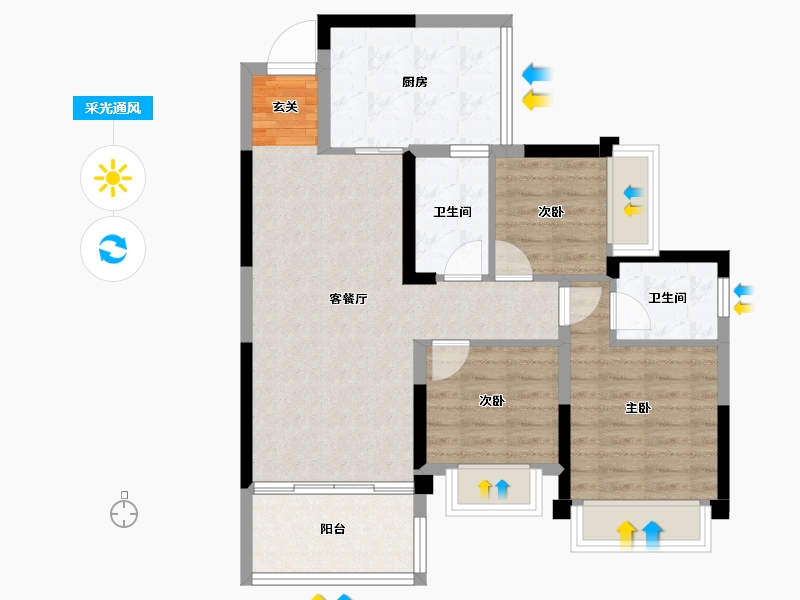 四川省-成都市-绿洲国际金座-74.92-户型库-采光通风