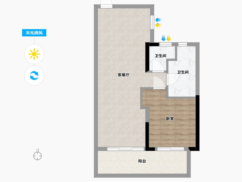 四川省-成都市-花样年大溪谷云缦-59.69-户型库-采光通风