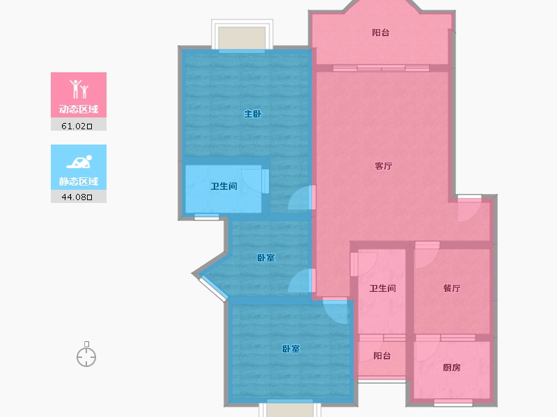 贵州省-遵义市-方圆学府壹号-92.83-户型库-动静分区