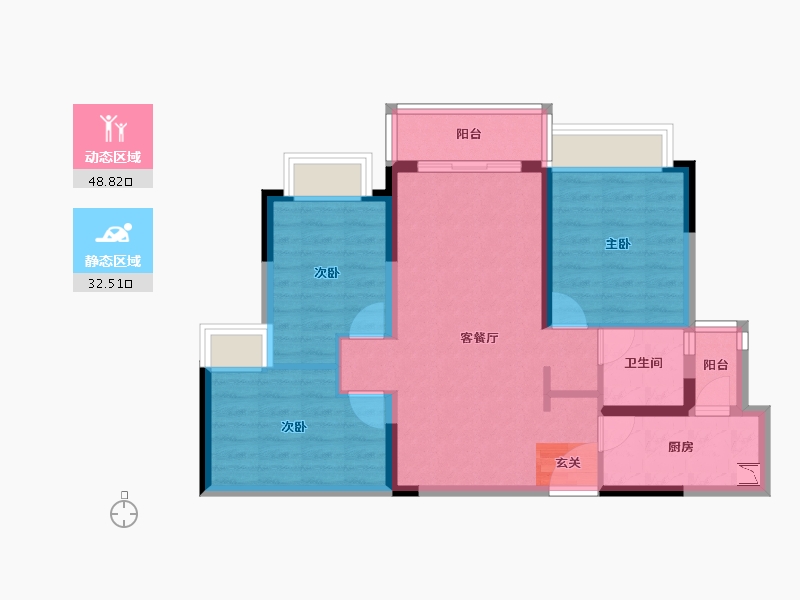 四川省-成都市-蓝光观岭·雍锦半岛-71.93-户型库-动静分区