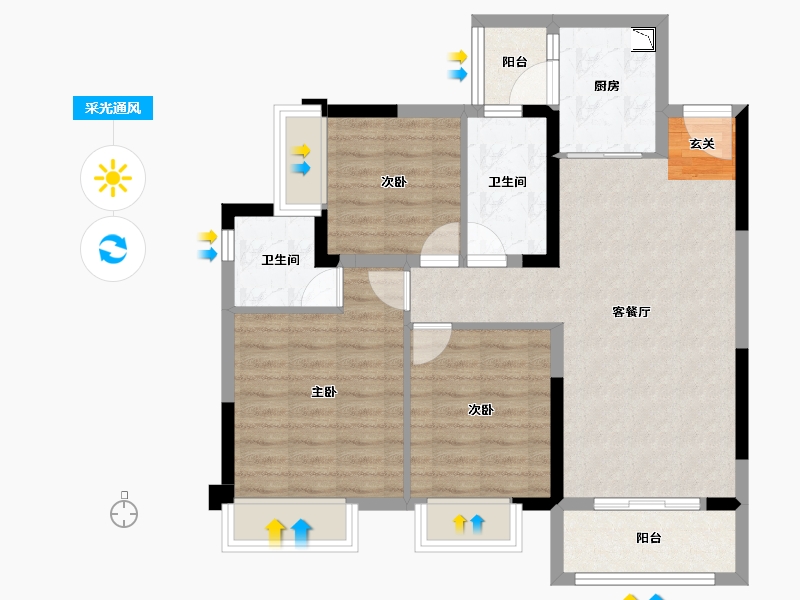 四川省-成都市-润扬观澜鹭岛-79.96-户型库-采光通风