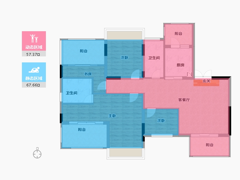 广西壮族自治区-柳州市-龙光玖珑府-113.20-户型库-动静分区