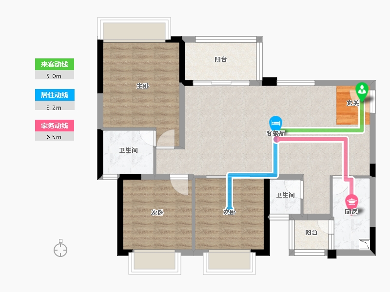 四川省-成都市-润扬观澜鹭岛-86.54-户型库-动静线