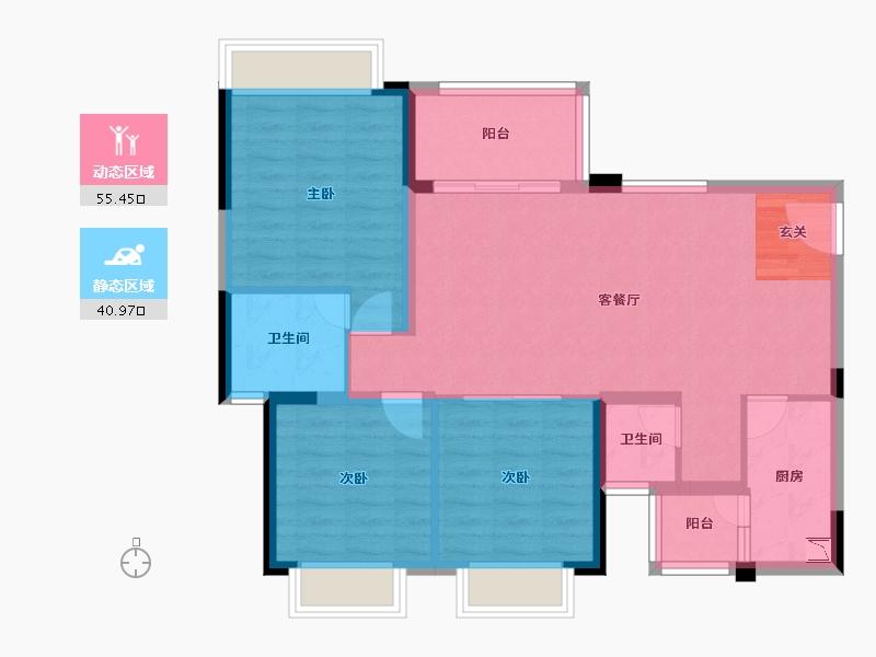 四川省-成都市-润扬观澜鹭岛-86.54-户型库-动静分区