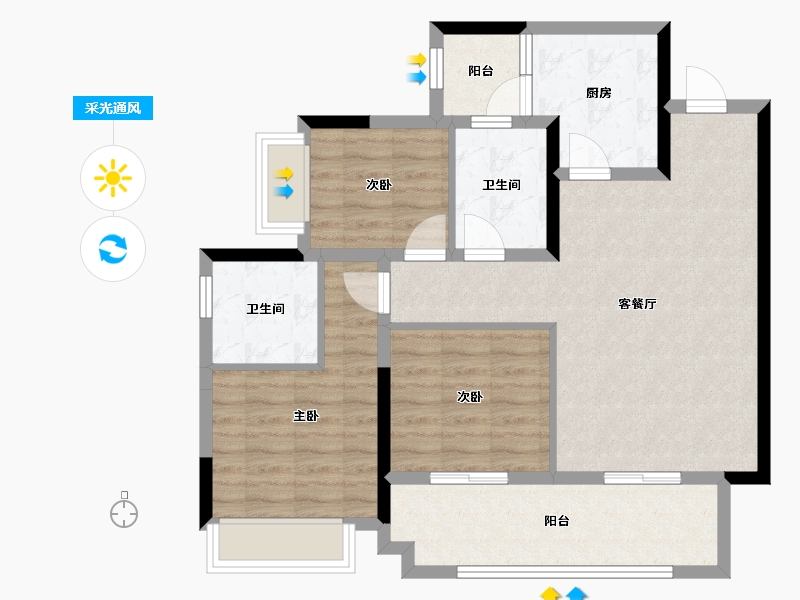 贵州省-遵义市-金科观天下-86.71-户型库-采光通风