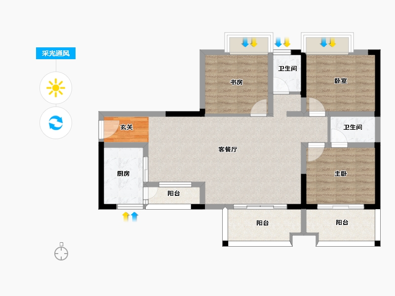 四川省-成都市-吉祥湾-87.08-户型库-采光通风