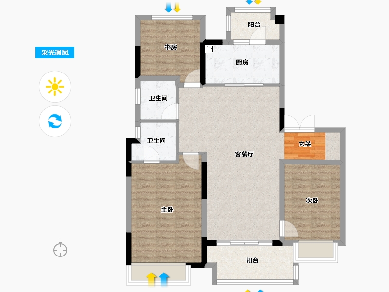 四川省-成都市-领地天府蘭台-97.85-户型库-采光通风