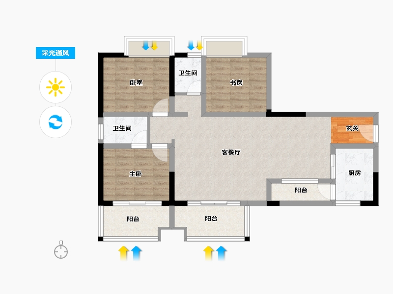 四川省-成都市-吉祥湾-88.64-户型库-采光通风