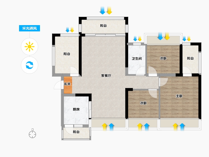 广西壮族自治区-柳州市-龙光玖珑府-91.50-户型库-采光通风