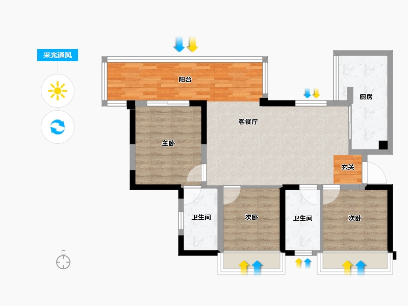 四川省-成都市-绿洲国际金座-81.46-户型库-采光通风