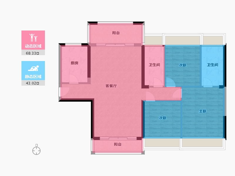 广西壮族自治区-贵港市-润月·公园里-100.71-户型库-动静分区