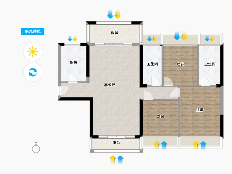 广西壮族自治区-贵港市-润月·公园里-100.71-户型库-采光通风