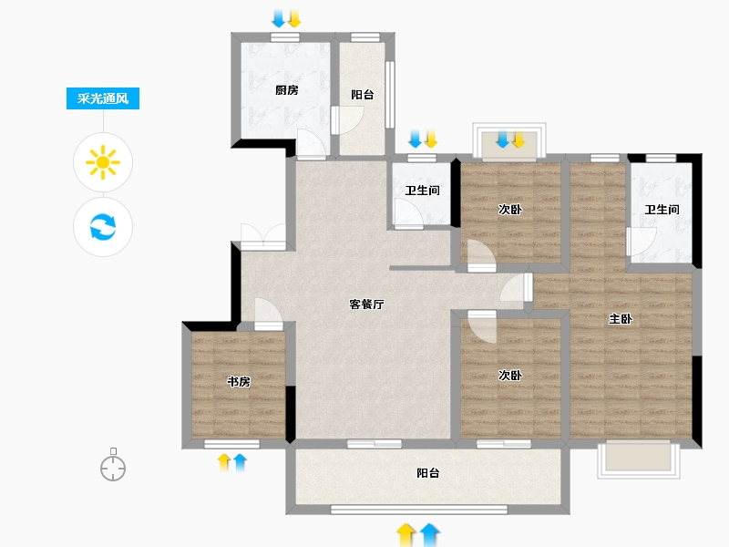 贵州省-贵阳市-麓湖宫-111.34-户型库-采光通风