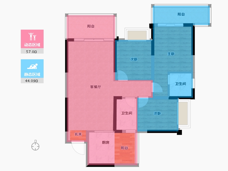 四川省-成都市-绿洲国际金座-90.28-户型库-动静分区