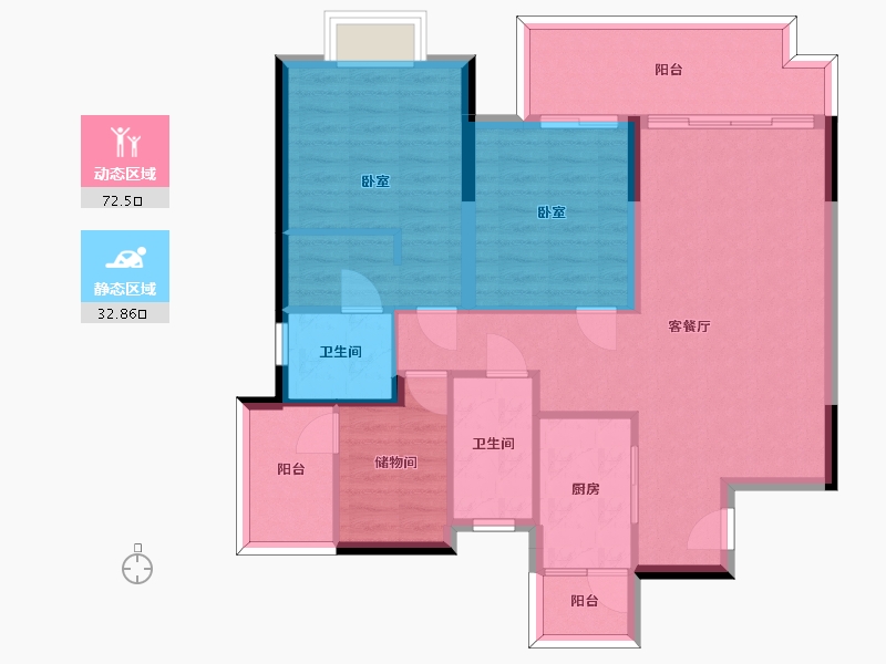 四川省-成都市-融创玖樾臺-94.90-户型库-动静分区