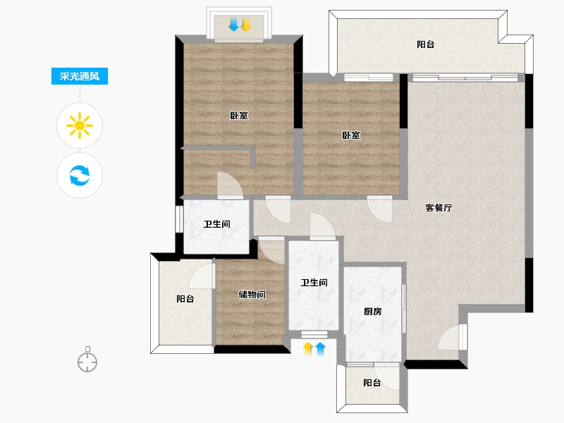 四川省-成都市-融创玖樾臺-94.90-户型库-采光通风