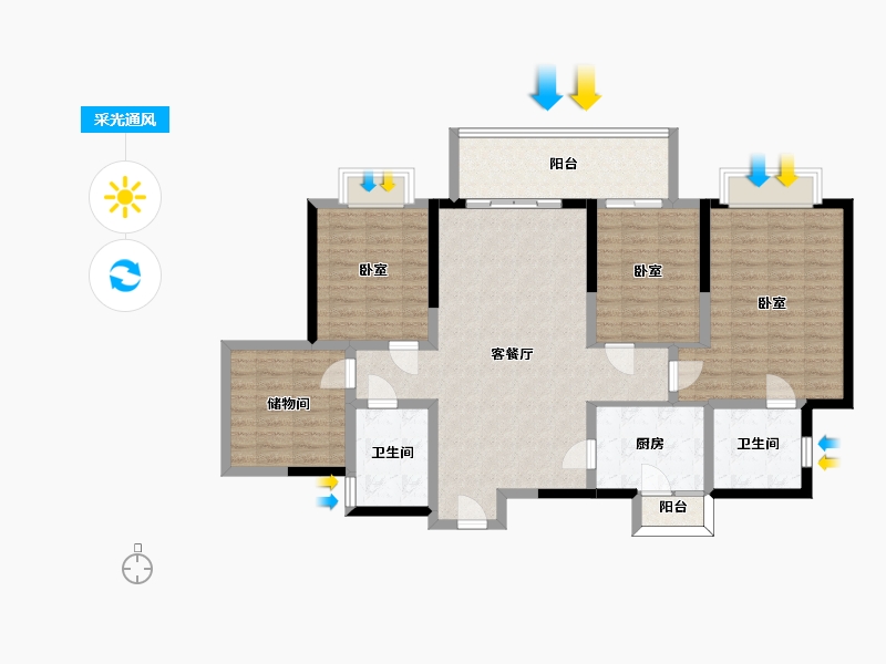 四川省-成都市-融创玖樾臺-115.45-户型库-采光通风