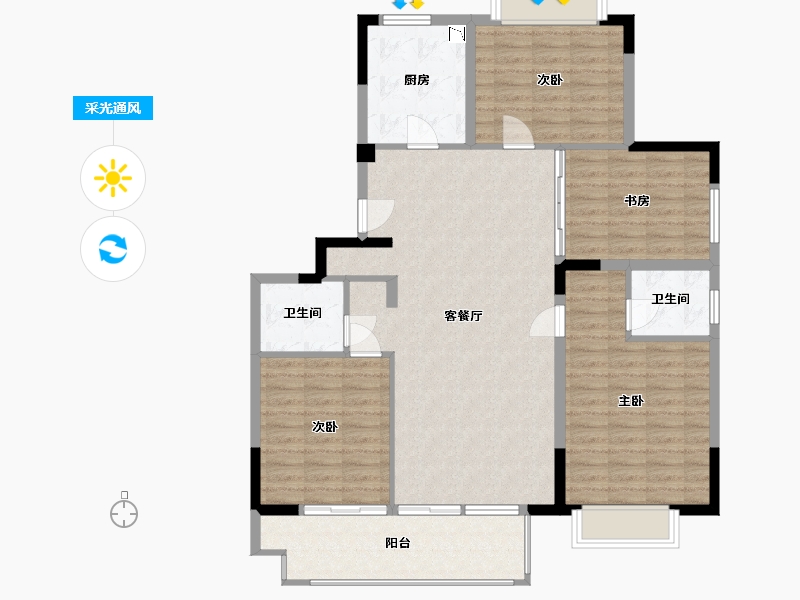 江苏省-无锡市-融创西羲里-120.00-户型库-采光通风