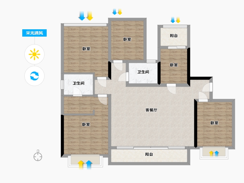 四川省-成都市-融创玖樾臺-125.21-户型库-采光通风