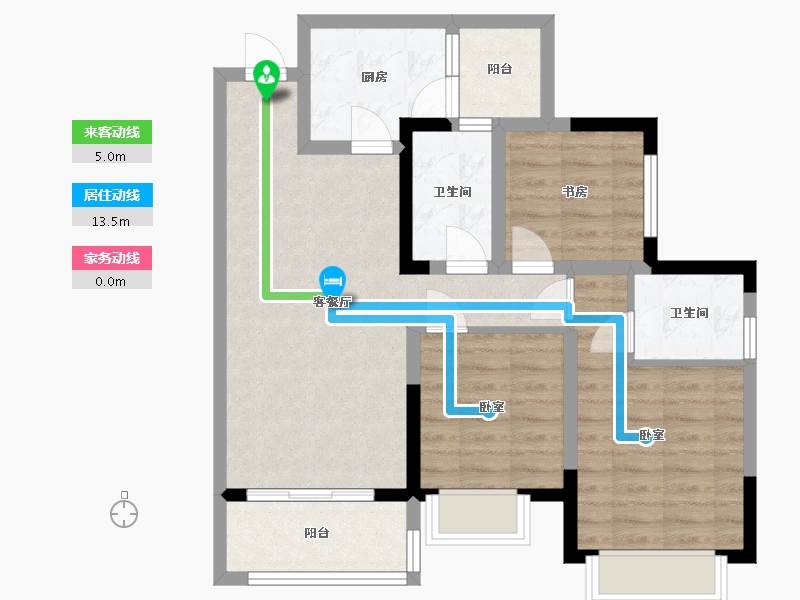 四川省-成都市-北辰鹿鸣院-75.98-户型库-动静线