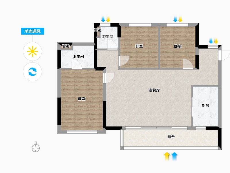 四川省-成都市-德商花样年碧云天骄-94.25-户型库-采光通风