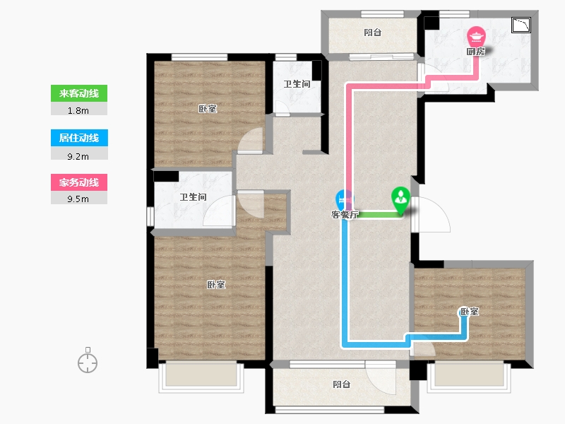 河北省-石家庄市-碧桂园晋州府-111.00-户型库-动静线