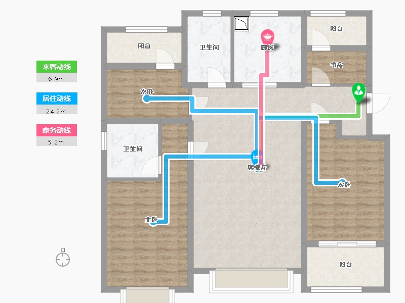 浙江省-宁波市-万科云谷-119.00-户型库-动静线