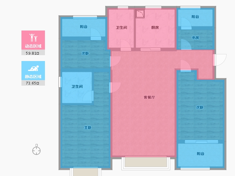 浙江省-宁波市-万科云谷-119.00-户型库-动静分区